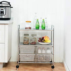 Giantex Rolling Storage Cart w/ 4 Drawers 2 Shelves Metal Rack Shelf Home Office School Beauty Salon Utility Organizer Cart with Wheels (White) - Image 4