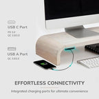 Anji Mountain Monitor Stand for Desk - Desktop Organizer & Laptop Riser, Ergonomic Monitor Riser, Space-Saving, Durable, Easy Assembly & Ideal for Home & Office, White Wash, Power Edition - Image 3