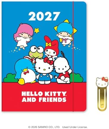 2027 Just Right Monthly Planner, 7.5 x 9.75", Hello Kitty and Friends Retro by OrangeCircleStudio