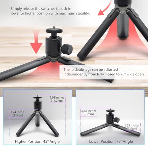 Kado Metal Portable Monitor Stand Tripod, Phone/Tablet Clamp for Desk - Image 3