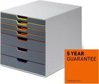 Durable Varicolor Drawer Organizer, 7 Color Coded Drawers, Gray - Image 4