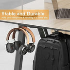 Headphone Stand Headphone Hanger Stand Under Desk Hook 360° Rotation Ball Plunger Hanger Aluminum Stick-On Adhesive Dual Headsets Holder Mount PC Gaming Accessories Headset Holder - Image 6