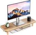 Monitor Stand Riser, 24 Inch Wood Desk Organizer with Monitor Stand & Storage Computer Monitor and Laptop Riser Multifunctional Laptop Stand Desk Organizer for Office Home Screen/Laptop/PC -Light Walnut by Zanhour