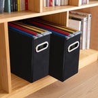 4 Pack Letter Size File Storage Box Collapsible, Fabric Hanging File Folders Organizer, Portable Office Document Holder with Metal Handle, Smooth PVC Rails, Black - Image 7