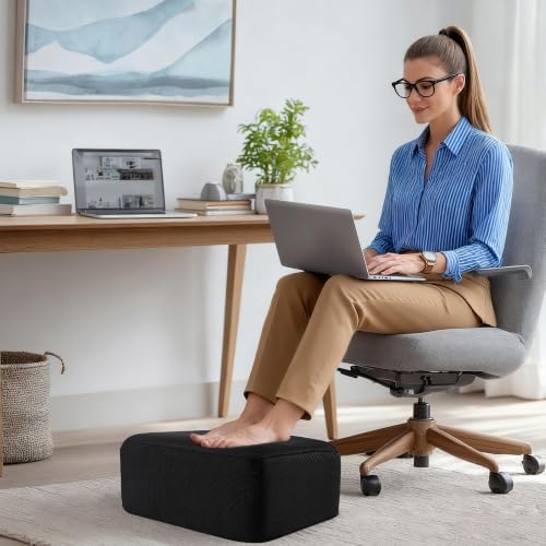 Ganondorf 3PCS Foot Rest for Under Desk at Work Adjustable Foot Rest Under Desk Ergonomic Foot Stools for Under Office Desk Large Leg Pillow for Underdesk Footrest with Warm Sherpa Topper, Mesh Black - Image 7
