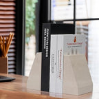 Koville Marble Bookends for Shelves, 9Lbs Large Bookends for Heavy Books, Non-Slip Heavy Duty Book Stopper for CD/Movies, Aesthetic Decorative Bookends for Shelves Table Home Decor(Beige) - Image 4