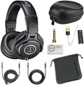 Audio-Technica ATH-M40x Professional Monitor Headphones (Black) Bundle with USB-C Headphone Adapter w/Built-in DAC + Headphone Case + Cleaning Cloth (4 Items) by Unknown