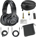 Audio-Technica ATH-M40x Professional Monitor Headphones (Black) Bundle with USB-C Headphone Adapter w/Built-in DAC + Headphone Case + Cleaning Cloth (4 Items) by Unknown