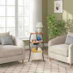 sthemc 3-Tier Small Round End Table Livingroom with Charging Station,Basket - Image 5