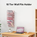 10-Tier Wall File Organizer and Hanging File Organizer, Pink - Image 3