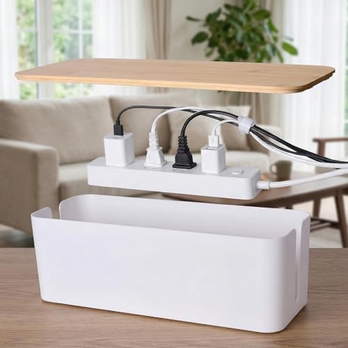 Tuwechen 2 Pack Cable Management Box, Wooden Style Cord Organizer Box - Image 2
