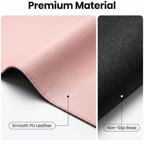 Leather Desk Pad Protector,(Pink, 24" x 47") Non-Slip Desk Pad,on-Slip PU Leather Large Mouse Pad,Easy Clean Desk Protecor Mat,Writing Pad for Office Work/Home/Decor - Image 6