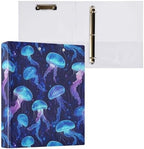 JIPONI 3 Ring Binder Jelly Fishs Blue 1 Inch Round Binders for Men Women Students, Cute File Organizer for Office Home School by JIPONI