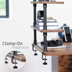 VIVO Vintage Brown Clamp-on 24" Industrial Pipe Desk Shelf, DESK-SHELF24-2N - Image 5