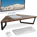 TEAMIX 26 inch Corner Monitor Stand Riser with Keyboard Storage, Espresso by TEAMIX