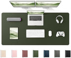 YSAGi 55" x 24" Large PU Leather Desk Mat for Keyboard and Mouse - Waterproof Non-Slip Desk Pad Protector for Office, Home, Writing Desk, Olive Green by YSAGi