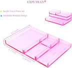 4-Piece Stackable Pink Acrylic Desk Organizer for Office or Home Desk Drawer Dividers, Makeup Vanity Storage Bins, Accessory Acrylic Tray/Half Accessory Tray/Small Tray - Image 2