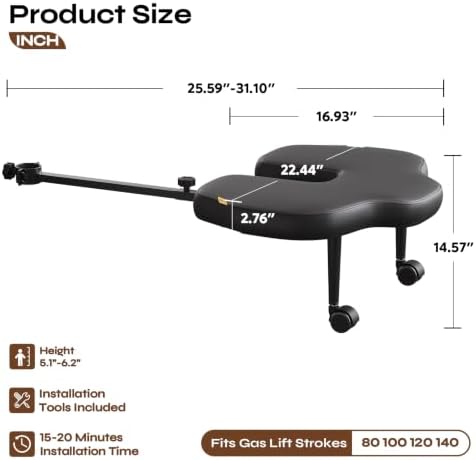 Pinmoco Adjustable Foot Rest for Office Chair, Under Desk Footrest, Black - Image 6