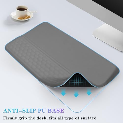 Computer Keyboard Stand with Wrist Rest, Ergonomic Tilted Keyboard Holder - Keyboard Riser with Wrist Pad - Keyboard Tray Support for Office Home - Gray - Image 5