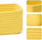 MiniArk Small Storage Baskets for Organizing | Closet Organizer Bins | Shelf Toy Basket | Woven Rope Baskets | Cube Decorative Box | Shallow Basket | 11.5x7.5x4.7” | 4 Packs Yellow - Image 2
