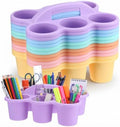 12 Pcs Classroom Caddy Bulk - Plastic 6 Compartments Table Storage Caddy with Handle for School Pencil, Crafts Marker, Crayon Art, Drink Cup Delivery (Macaron Colors) by Kritkin