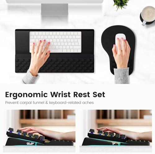 Ospelelf Ergonomic Mouse Pad and Keyboard Stand Wrist Rest Set, Memory Foam Comfort, Pain Relief for Typing, Office Desk Accessories, Black - Image 3