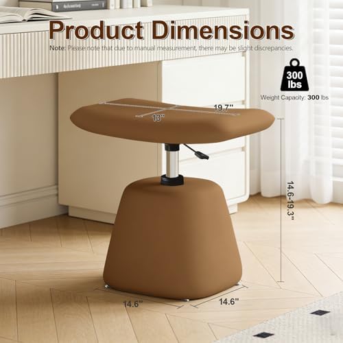 PU Leather Ottoman for Small Space, Swivel Vanity Stool with Adjustable Height,Upholstered Ottoman Foot Rest Under Desk for Living Room, Bedroom, Entryway - Image 2
