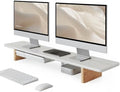 Fenge 42.5" Dual Monitor Stand with Storage Drawer & Solid Wood Legs by Fenge