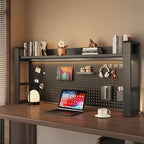 Desk Shelf Organizer for Top of Desk – Desktop Bookshelf with Pegboard & Storage Accessories, Adjustable Hutch for Dorm or Office, Steel Frame Display Shelf, N Black frame + black board 53.1*9.8*26in by Unknown