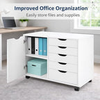 Naomi Home Amy 5-Drawer Rolling Office File Cabinet - White - Image 4