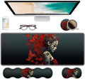 Ergonomic Keyboard Wrist Rest & Mouse Pad Wrist Rest Set, Large Gaming Desk Mat 31.5"x 11.8" with Non-Slip Base, Memory Foam, Easy Typing Pain Relief for Home & Office, Tattooed Girl and Red Butterfly by Unknown