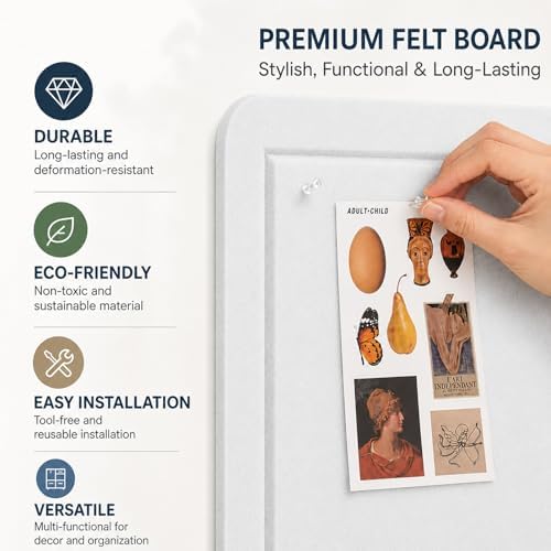 Felt Bulletin Board for Wall 48" x 36" Unfolded Size, Large Frameless Felt Pin Board, Soft Cork Board Alternative for Office, Home Planning, Notes, Photos & Wall Decor, Foldable Shipping, Easy Install - Image 3