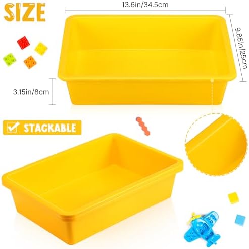 Hoteam 10 Pack Flat Bins Paper Trays,Yellow,13.78 X 9.84 X 3.15 Inch - Image 3