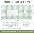 L-SPOUTTO Green Checkered Mouse Pad Set,Cottagecore Scalloped Desk Mat Set - Image 5