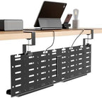 PEGZONE Under Desk Cable Management Tray, 30.2" No-Drill C-Clamp Pegboard by Pegzone