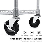 WDT Heavy Duty 3 Tier Utility Cart,Wire Rolling Carts with Wheels, Commercial Grade Service Cart with Shelving Liners and Handle Bar Metal Carts for Kitchen Office Hardware - Image 5