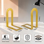 Chunful 18 Pcs Gold Metal BookEnds Shelves, 7.5 x 5.75 x 3.5 in - Image 2