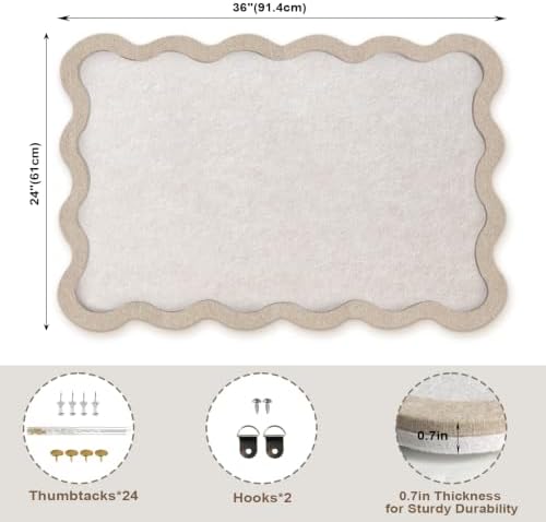 Scalloped Felt Bulletin Board 36"x24", Decorative Pin Board for Wall - Image 3