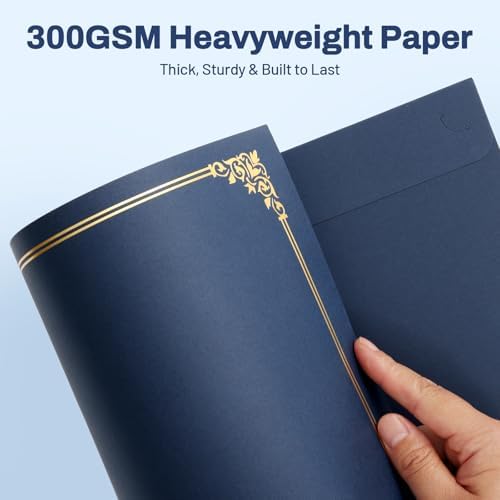 SUNEE Certificate Holders(Navy Blue, 30 Packs), Diploma Covers Gold Foil Border, for Letter Size 8.5x11 Certificates, Cardstock, Document Papers - Image 3