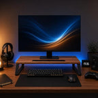 Monitor Stand Riser for Desk, Wood Look, Metal Legs - Image 4