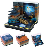 3D Art Calendar Memo Pad 2027,Desk Time Piece Calendar 3D Riverside Pavilion Notepad Creative Rip Away Calendar Paper Carving Note by Dawnvive