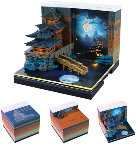 3D Art Calendar Memo Pad 2027,Desk Time Piece Calendar 3D Riverside Pavilion Notepad Creative Rip Away Calendar Paper Carving Note by Dawnvive