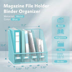 4-Compartment Magazine File Holder and File Organizer for Desk, Blue - Image 3