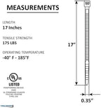 Kable Kontrol Cable Zip Ties, 17 Inch 100 Pcs HD 175lbs Test, Natural White - Image 2