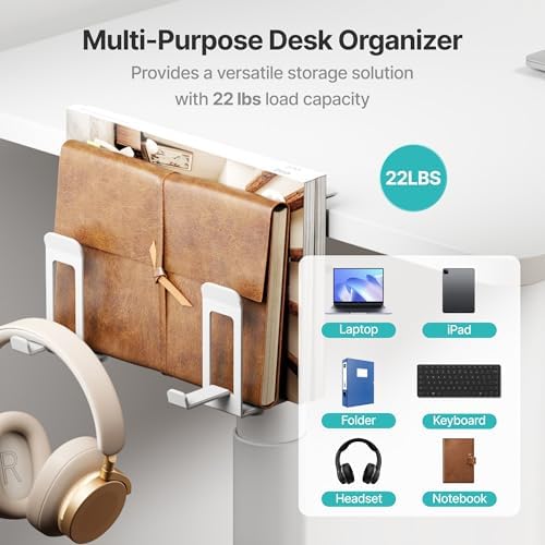 PEGZONE Laptop Stand Vertical, 2-Slot Under Desk Laptop Holder, White - Image 4
