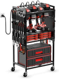 JUNNUJ Power Tool Organizer Cart with Charging Station, 10 FT Cord, Black by JUNNUJHome
