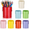 8 Pack Metal Pen Holder Colorful Pencil Bucket with Handle Pencil Holders Desktop Pencil Cups Round Makeup Brush Storage Organizers Crayon Organizer for Desk Office Classroom Home School by Unknown