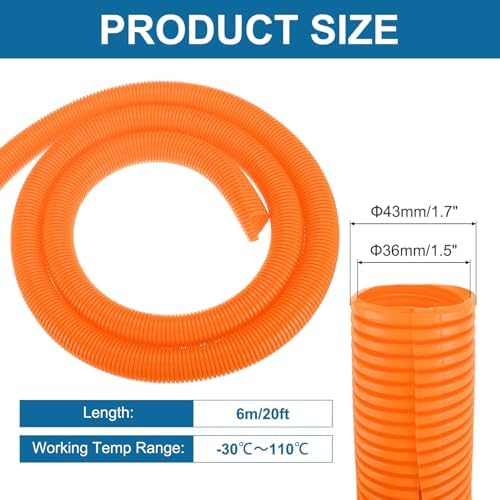 MECCANIXITY 1 1/2" 20ft Split Wire Loom Tubing w/Installation Tool Orange - Image 2