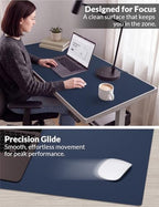 Leather Desk Mat 63" x 17", Navy Blue Large Desk Pad Protector - Image 4