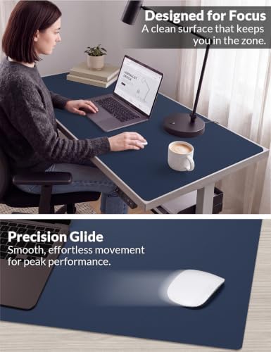 Leather Desk Mat 71" x 15.7", Navy Blue Large Desk Pad Protector - Image 4